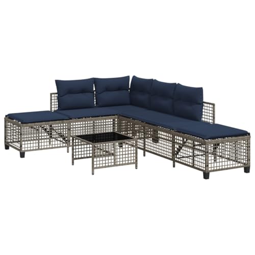 SKM 3-teiliges Ecksofa-Set für den Garten mit Kissen, grau, Polyrattan,Möbel,Gartenmöbel,Gartensitzmöbel,Gartensofas,Grau,30.6 kg,365450 von SKM