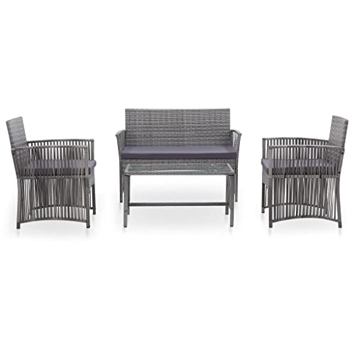 SKM 4-TLG. Garten-Lounge-Set mit Auflage Poly Rattan Anthrazit,Möbel,Gartenmöbel,Gartenmöbel-Sets,Anthrazit,28KG,46437 von SKM