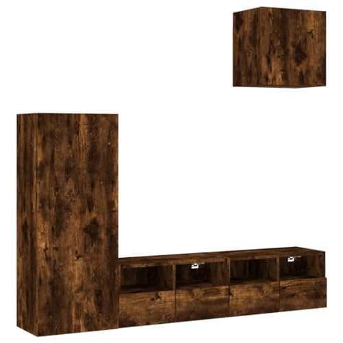 SKM 4-TLG. Wohnwand Räuchereiche Holzwerkstoff,Möbel,TV-Möbel,Braun,48.3 kg,3216504 von SKM
