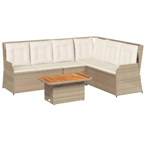SKM 5-TLG. Garten-Lounge-Set mit Kissen Beige Poly Rattan,Möbel,Gartenmöbel,Gartenmöbel-Sets,Beige,66.8 kg,3262474 von SKM
