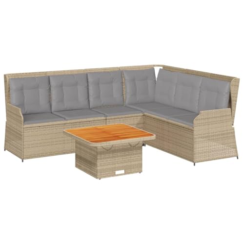 SKM 5-TLG. Garten-Lounge-Set mit Kissen Beige Poly Rattan,Möbel,Gartenmöbel,Gartenmöbel-Sets,Beige,69.2 kg,3262167 von SKM