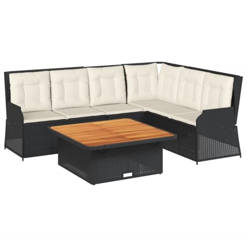 SKM 5-TLG. Garten-Lounge-Set mit Kissen Schwarz Poly Rattan,Möbel,Gartenmöbel,Gartenmöbel-Sets,Schwarz,76.2 kg,3262615 von SKM