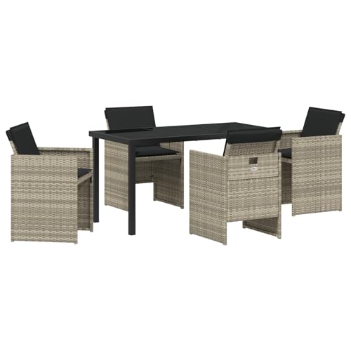 SKM 5-teiliges Garten ESS-Set mit Kissen, hellgrau, Poly Rattan,Möbel,Gartenmöbel,Gartensitzmöbel,Gartenstühle,Hellgrau,45.65KG,3379961 SKM 5-teiliges Garten ESS-Set mit Kissen, hellgrau, Poly Rattan,Möbel,Gartenmöbel,Gartensitzmöbel,Gartenstühle,Hellgrau,45.65KG,3379961 von SKM