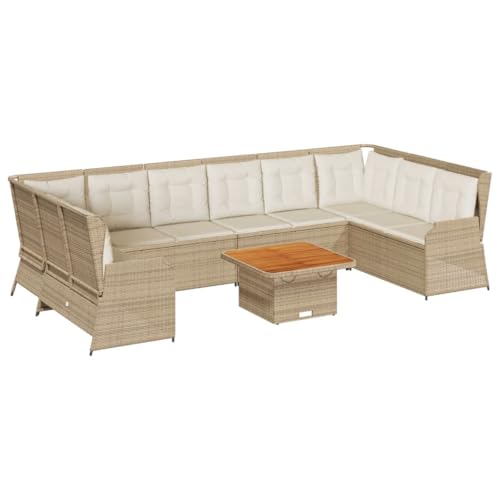 SKM 7-TLG. Garten-Lounge-Set mit Kissen Beige Poly Rattan,Möbel,Gartenmöbel,Gartenmöbel-Sets,Beige,103.2 kg,3262382 von SKM