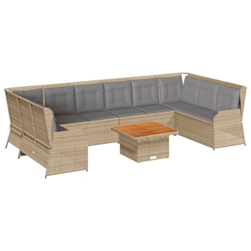 SKM 7-TLG. Garten-Lounge-Set mit Kissen Beige Poly Rattan,Möbel,Gartenmöbel,Gartenmöbel-Sets,Beige,103.6 kg,3262381 von SKM
