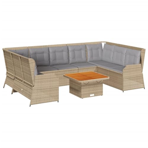 SKM 7-TLG. Garten-Lounge-Set mit Kissen Beige Poly Rattan,Möbel,Gartenmöbel,Gartenmöbel-Sets,Beige,96.8 kg,3262371 von SKM