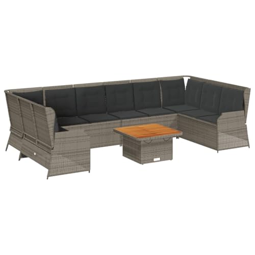 SKM 7-TLG. Garten-Lounge-Set mit Kissen Grau Poly Rattan,Möbel,Gartenmöbel,Gartenmöbel-Sets,Grau,102.8 kg,3262380 von SKM