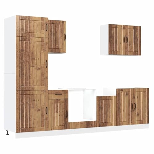 SKM 7-TLG. Küchenschrank-Set Lucca Altholz-Optik Holzwerkstoff,Möbel,Schränke,Küchenschränke,Braun,155.9 kg,3314779 von SKM