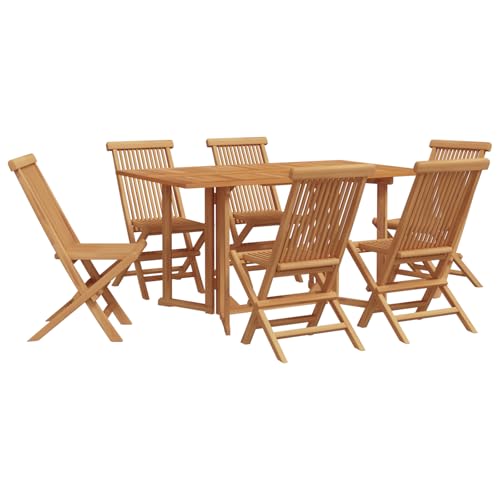 SKM 7-teiliges Garten Essset aus massivem Teakholz,Möbel,Gartenmöbel,Gartensitzmöbel,Gartenstühle,Braun,66.1KG,3155338 von SKM