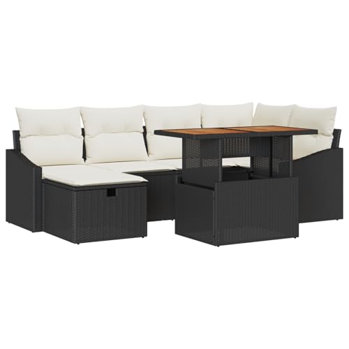 SKM 7-teiliges Garten Sofa Set mit Kissen Schwarz Poly Rattan,Möbel,Gartenmöbel,Gartensitzmöbel,Gartensofas,Beige,60.9KG,3360023 SKM 7-teiliges Garten Sofa Set mit Kissen Schwarz Poly Rattan,Möbel,Gartenmöbel,Gartensitzmöbel,Gartensofas,Beige,60.9KG,3360023 von SKM