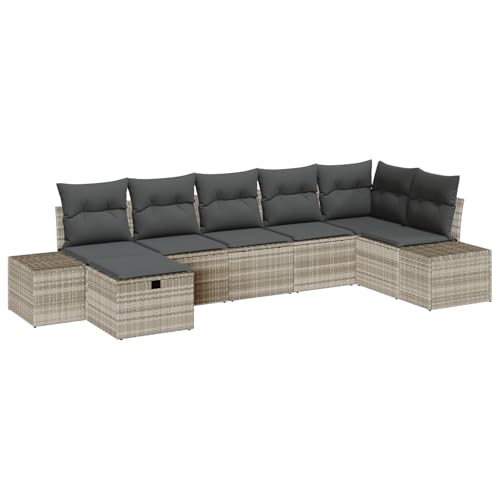 SKM 7-teiliges Garten-Sofa-Set mit Kissen in Hellgrau aus Poly-Rattan,Möbel,Gartenmöbel,Gartensitzmöbel,Gartensofas,Hellgrau,56.3KG,3359401 SKM 7-teiliges Garten-Sofa-Set mit Kissen in Hellgrau aus Poly-Rattan,Möbel,Gartenmöbel,Gartensitzmöbel,Gartensofas,Hellgrau,56.3KG,3359401 von SKM