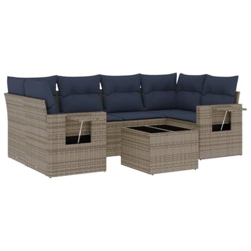 SKM 7-teiliges Gartensofa-Set mit Kissen, grau, Polyrattan,Möbel,Gartenmöbel,Gartenmöbel-Sets,Grau,60 kg,3219920 SKM 7-teiliges Gartensofa-Set mit Kissen, grau, Polyrattan,Möbel,Gartenmöbel,Gartenmöbel-Sets,Grau,60 kg,3219920 von SKM
