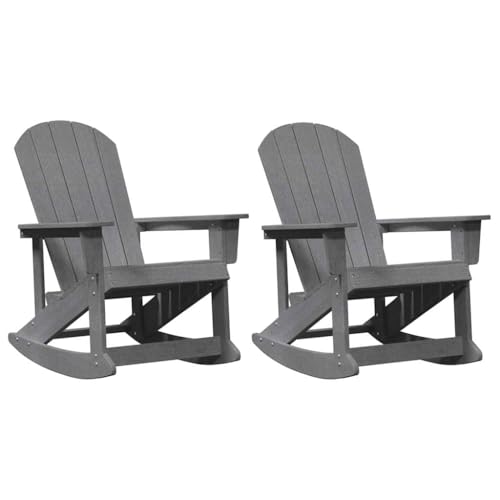 SKM Adirondack Schaukelstühle 2 pcs Hellgrau HDPE,Möbel,Gartenmöbel,Gartenmöbel-Sets,Hellgrau,37 kg,3335837 von SKM