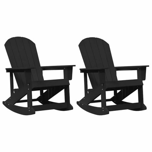 SKM Adirondack Schaukelstühle 2 pcs Schwarz HDPE,Möbel,Gartenmöbel,Gartenmöbel-Sets,Schwarz,37.76 kg,3335836 von SKM