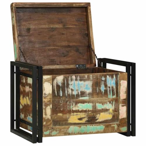 SKM Aufbewahrungsbox Braun und Schwarz 60 x 40 x 41 cm Altholz,Möbel,Schränke,Aufbewahrungstruhen,Braun,19.2 kg,4016752 von SKM