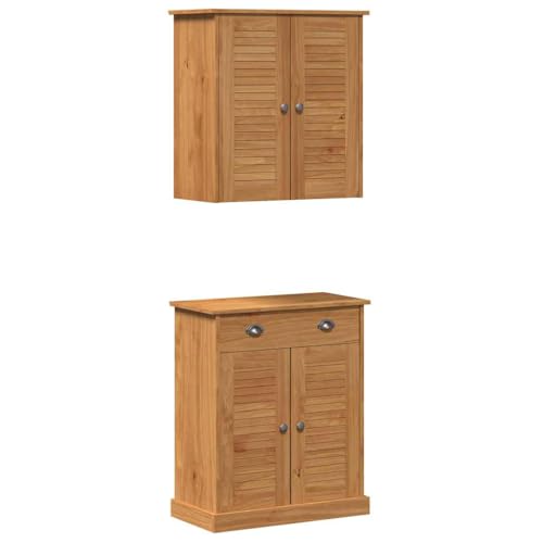 SKM Badezimmermöbel Set mit Regal 2 pcs Braun 67,5 x 34 x 80 cm,Möbel,Schränke,Spiegel- & Waschbeckenunterschränke,Badezimmerwaschtische,Braun,29.3 kg,3328541 von SKM