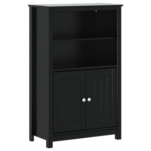 SKM Badschrank Berg Schwarz 69,5x34x110 cm Massivholz Kiefer,Möbel,Möbelgarnituren,Badezimmermöbel-Sets,Schwarz,21.42 kg,358547 von SKM