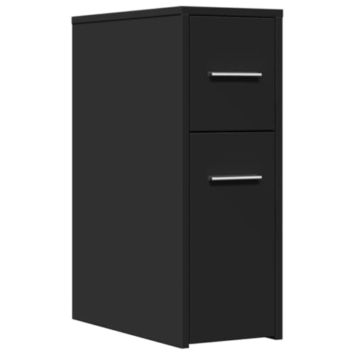 SKM Badschrank Schmal mit Rollen Schwarz Holzwerkstoff,Möbel,Schränke,Aufbewahrungsschränke & Schließfächer,Schwarz,16.45 kg,855278 von SKM