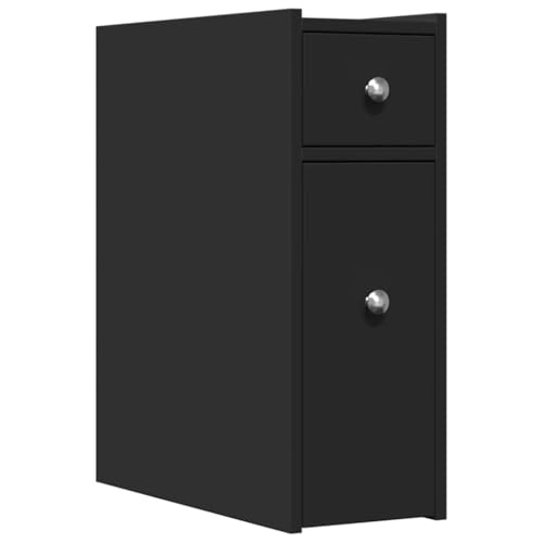 SKM Badschrank Schmal mit Rollen Schwarz Holzwerkstoff,Möbel,Schränke,Aufbewahrungsschränke & Schließfächer,Schwarz,17.75 kg,855287 von SKM