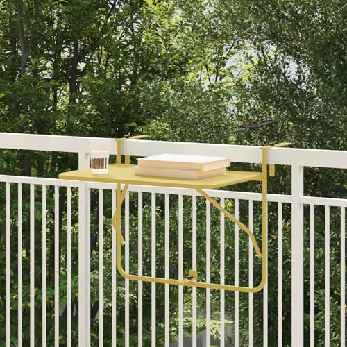 SKM Balkon-Hängetisch Klappbar Golden 60x40 cm Stahl,Möbel,Gartenmöbel,Gartentische,Gold,4.3KG,42008076 von SKM