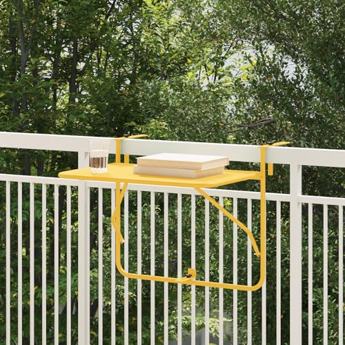 SKM Balkon-Hängetisch Klappbar Senfgelb 60x40 cm Stahl,Möbel,Gartenmöbel,Gartentische,Senfgelb,4.3KG,42008073 von SKM