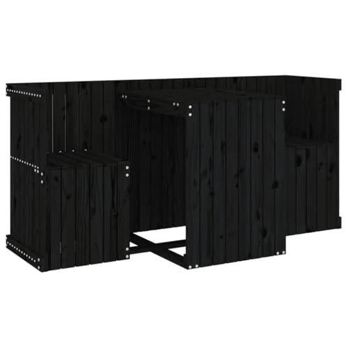 SKM Balkonmöbel-Set 2-Sitzer Schwarz Massivholz Kiefer,Möbel,Gartenmöbel,Gartenmöbel-Sets,Schwarz,30KG,825062 von SKM