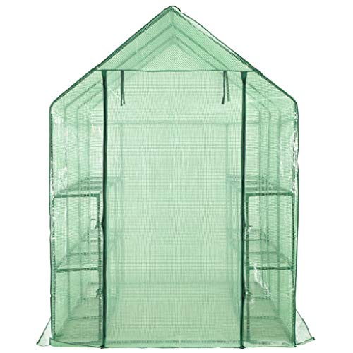 SKM Begehes Gewächshaus mit 12 Regalen Stahl 143 x 214 x 196 cm,Heim & Garten,Rasen & Garten,Gartenpflege,Gewächshäuser,Grün,13.7 kg,46913 von SKM