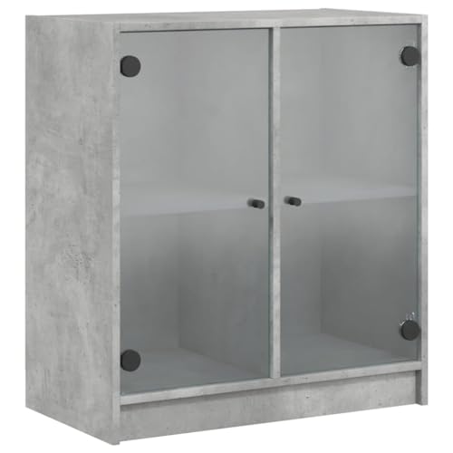 SKM Beistellschrank mit Glastüren Betongrau 68x37x75,5 cm,Möbel,Schränke,Sideboards,Grau,26.88 kg,836423 von SKM