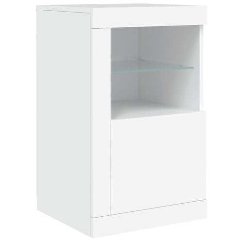 SKM Beistellschrank mit LED-Leuchten Weiß Holzwerkstoff,Möbel,Schränke,Aufbewahrungsschränke & Schließfächer,Weiß,16.06 kg,836630 von SKM