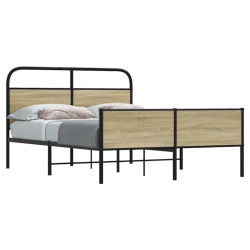 SKM Bettgestell ohne Matratze 135x190 cm Sonoma-Eiche Holzwerkstoff,Möbel,Betten & Zubehör,Betten & Bettgestelle,Braun,30.8KG,4100445 von SKM
