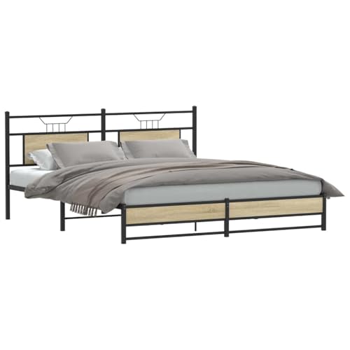 SKM Bettgestell ohne Matratze Sonoma-Eiche 160x200 cm Holzwerkstoff,Möbel,Betten & Zubehör,Betten & Bettgestelle,Braun,28.75KG,4106965 von SKM