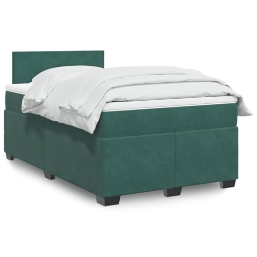 SKM Boxspringbett mit Matratze Dunkelgrün 120x190 cm Samt,Möbel,Betten & Zubehör,Betten & Bettgestelle,Grün,77.93KG,3288555 von SKM