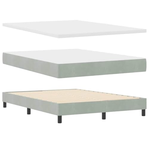 SKM Boxspringbett mit Matratze Hellgrau 140 x 200 cm Samt,Möbel,Betten & Zubehör,Betten & Bettgestelle,Hellgrau,61.64 kg,3342590 von SKM