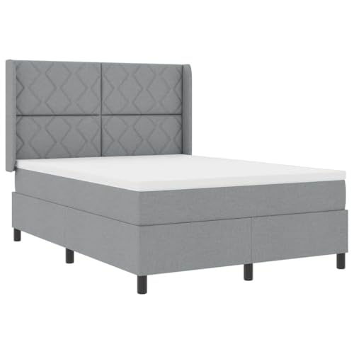 SKM Boxspringbett mit Matratze Hellgrau 140 x 200 cm Stoff,Möbel,Betten & Zubehör,Betten & Bettgestelle,Hellgrau,73.37 kg,3343567 von SKM
