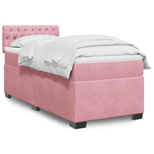 SKM Boxspringbett mit Matratze Rosa 80x200 cm Samt,Möbel,Betten & Zubehör,Betten & Bettgestelle,Rosa,59.09KG,3288473 von SKM