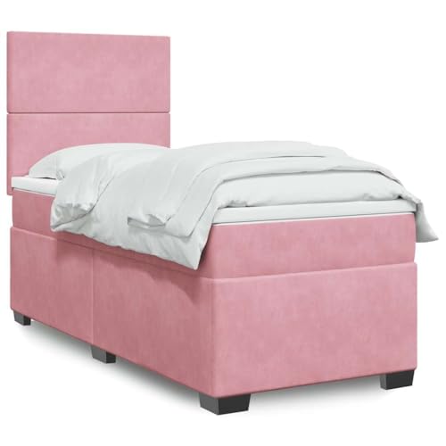 SKM Boxspringbett mit Matratze Rosa 90x190 cm Samt,Möbel,Betten & Zubehör,Betten & Bettgestelle,Rosa,63.82KG,3293085 von SKM