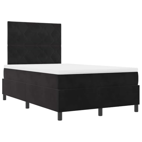 SKM Boxspringbett mit Matratze Schwarz 120 x 200 cm Samt,Möbel,Betten & Zubehör,Betten & Bettgestelle,Schwarz,60.08 kg,3343372 von SKM