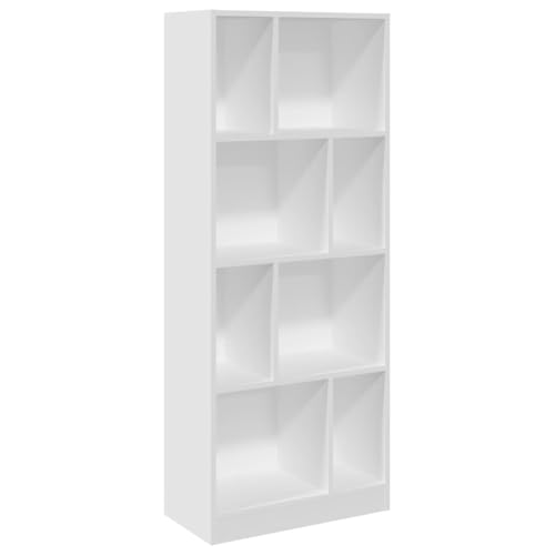 SKM Bücherregal Weiß 57x28,5x141 cm Holzwerkstoff,Möbel,Regalsysteme,Bücherregale & Bücherschränke,Weiß,24.8 kg,847996 von SKM