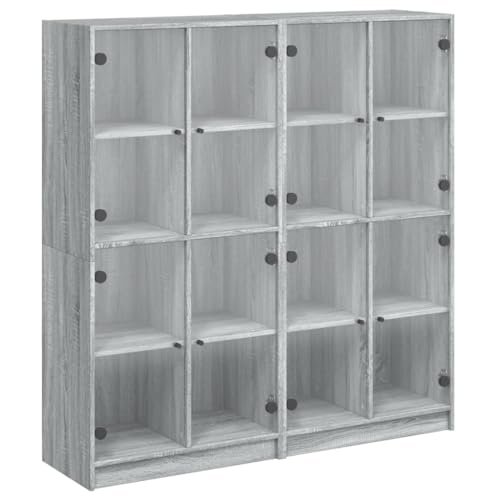 SKM Bücherschrank mit Türen Grau Sonoma 136x37x142 cm Holzwerkstoff,Möbel,Schränke,Sideboards,Grau,92 kg,3206522 von SKM