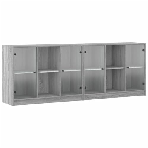 SKM Bücherschrank mit Türen Grau Sonoma 204x37x75 cm Holzwerkstoff,Möbel,Schränke,Sideboards,Grau,74.32 kg,3206536 von SKM