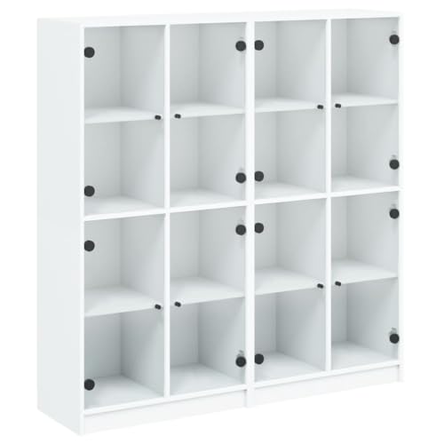 SKM Bücherschrank mit Türen Weiß 136x37x142 cm Holzwerkstoff,Möbel,Schränke,Sideboards,Weiß,92 kg,3206517 von SKM