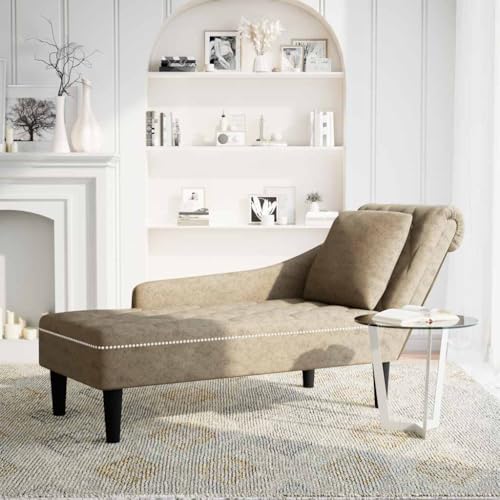 SKM Chaiselongue mit Kissen Rechter Armlehne Hellgrau Kunstleder,Möbel,Stühle,Chaiselongues,Grau,16.2 kg,4009857 von SKM