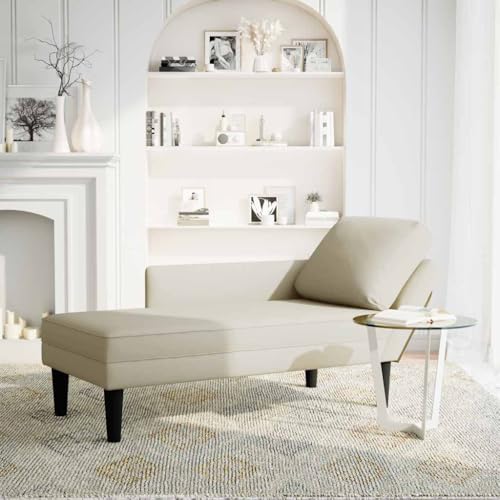 SKM Chaiselongue mit Kissen und Rechter Armlehne Creme Samt,Möbel,Stühle,Chaiselongues,Creme,16.7 kg,4009814 von SKM