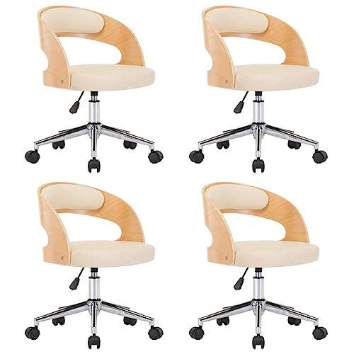 SKM Drehe Esszimmerstühle 4 STK. Creme Bugholz und Kunstleder,Möbel,Stühle,Esszimmerstühle,Creme,33.68 kg,3054915 von SKM