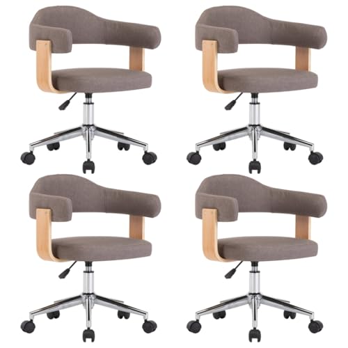 SKM Drehe Esszimmerstühle 4 STK. Taupe Bugholz und Stoff,Möbel,Stühle,Esszimmerstühle,Taupe,36.72 kg,3054906 von SKM