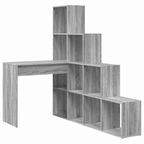 SKM Eckschreibtisch mit Regal Grau Sonoma 101,5 x 149,5 x 149,5 cm,Möbel,Büromöbel,Schreibtische,Grau,43.4 kg,3337246 von SKM