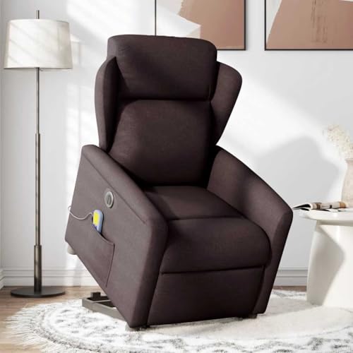 SKM Elektrischer Massagesessel mit Aufstehhilfe Dunkelbraun Stoff,Möbel,Stühle,Sessel,Braun,29.45KG,3303169 von SKM