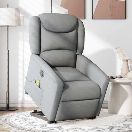 SKM Elektrischer Massagesessel mit Aufstehhilfe Hellgrau Stoff,Möbel,Stühle,Sessel,Grau,29.65KG,3303224 von SKM