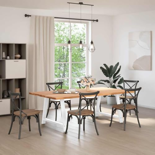 SKM Esstisch Hellbraun 220x120x74 cm Massivholz Eiche Rechteckig,Möbel,Tische,Esstische,Braun,72.45KG,3305114 von SKM