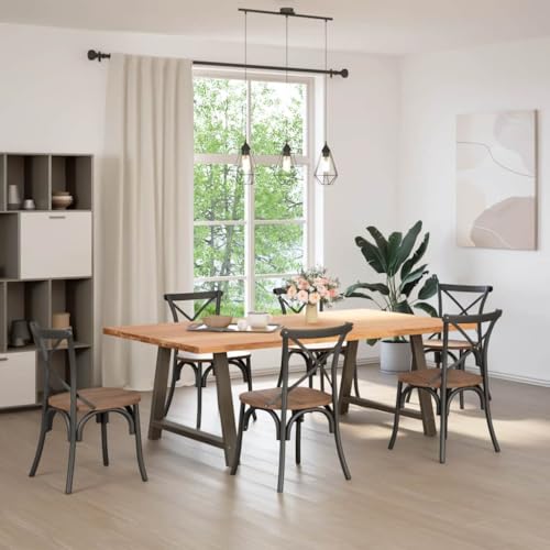 SKM Esstisch Hellbraun 220x120x74 cm Massivholz Eiche Rechteckig,Möbel,Tische,Esstische,Braun,73.59KG,3305105 von SKM